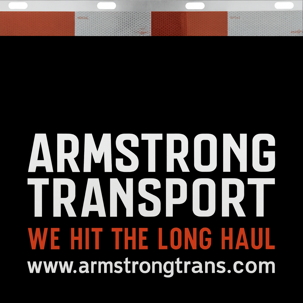 Custom Two-Color Semi-Truck, Work Truck, Box Truck Mud Flaps | Create Your Own Mud Flaps | Add Your Own Logo Or Text | Custom Mud Flap Template Designs | Mud Flaps For Compliance & Business Growth