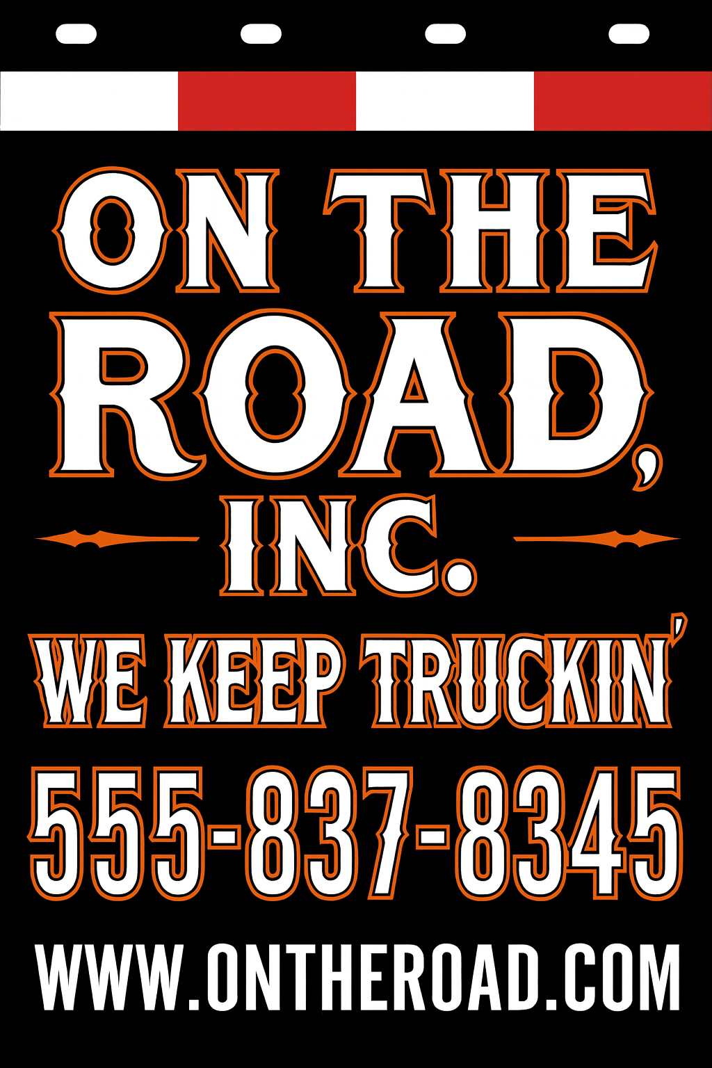 Custom Two-Color Semi-Truck, Work Truck, Box Truck Mud Flaps | Create Your Own Mud Flaps | Add Your Own Logo Or Text | Custom Mud Flap Template Designs | Mud Flaps For Compliance & Business Growth