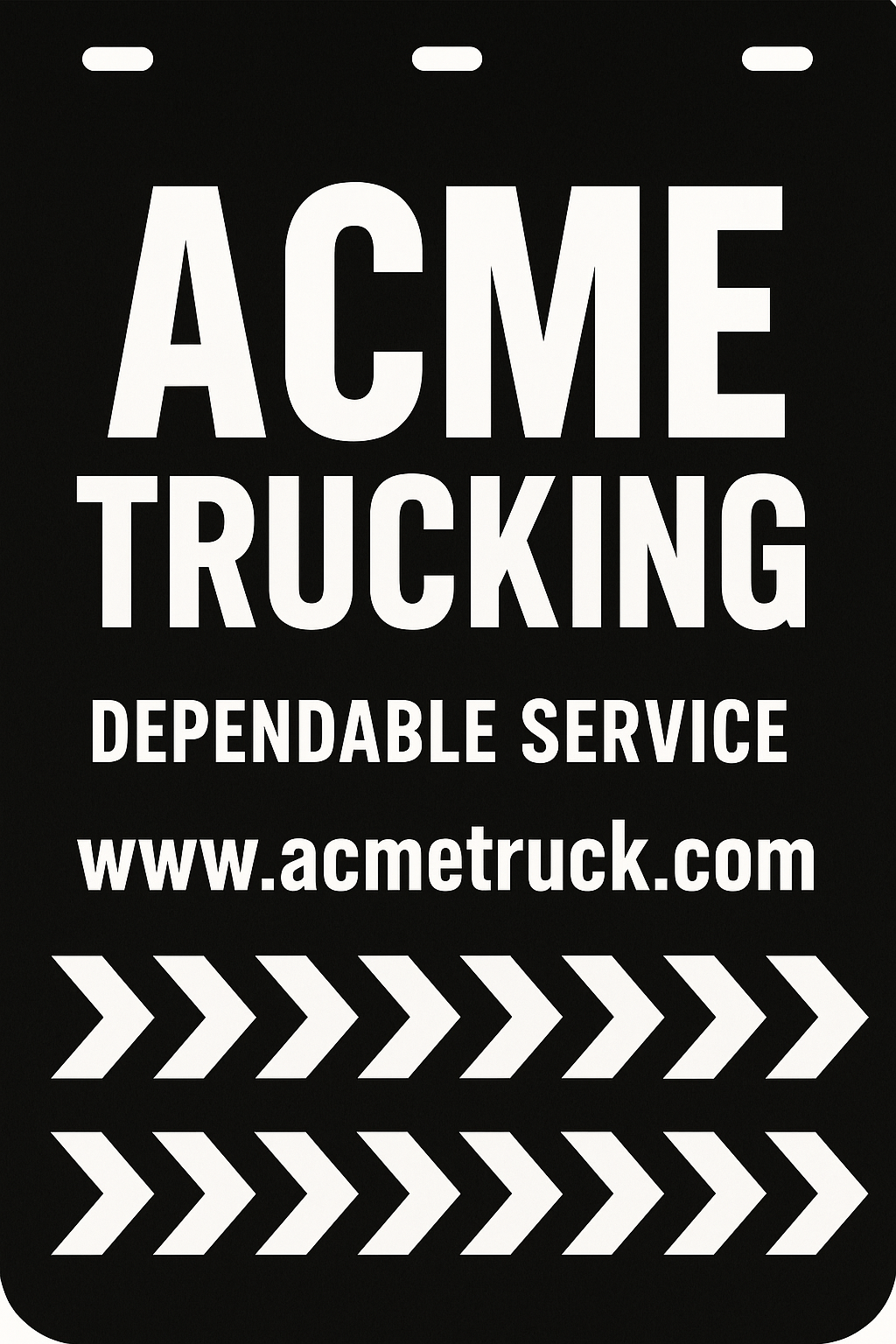 Custom Semi-Truck, Work Truck, Box Truck Mud Flap | Create Your Own Mud Flaps | Add Your Own Logo Or Text | Custom Mud Flap Template Designs v68