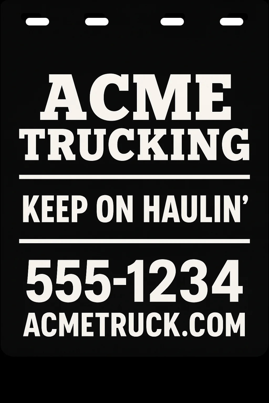 Custom Semi-Truck, Work Truck, Box Truck Mud Flap | Create Your Own Mud Flaps | Add Your Own Logo Or Text | Custom Mud Flap Template Designs v95