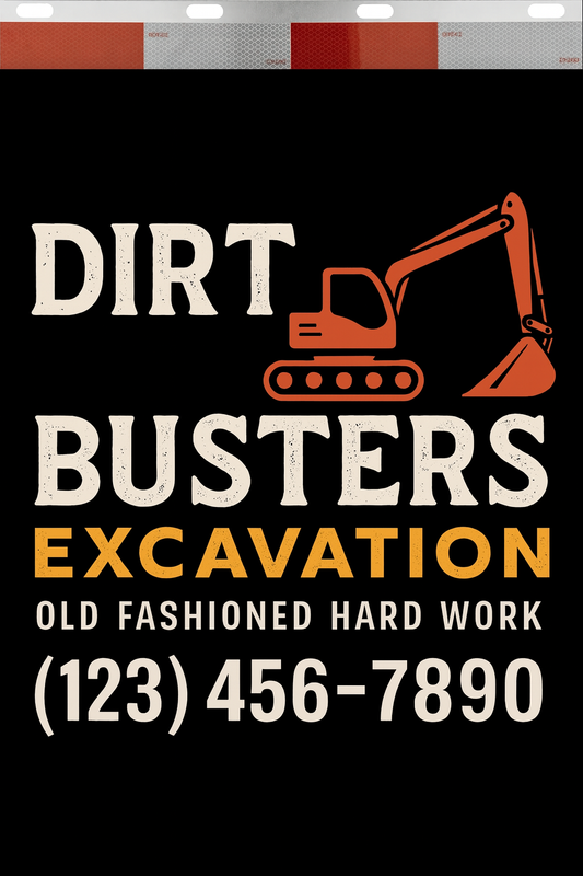 Custom Two-Color Semi-Truck, Work Truck, Box Truck Mud Flaps | Create Your Own Mud Flaps | Add Your Own Logo Or Text | Custom Mud Flap Template Designs | Mud Flaps For Compliance & Business Growth