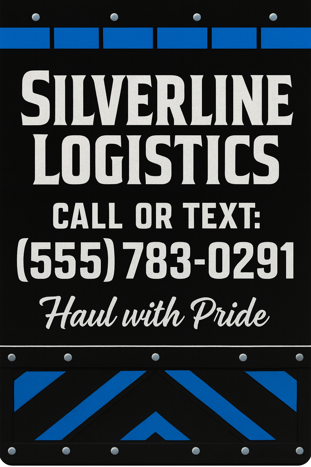 Custom Two-Color Semi-Truck, Work Truck, Box Truck Mud Flaps | Create Your Own Mud Flaps | Add Your Own Logo Or Text | Custom Mud Flap Template Designs | Mud Flaps For Compliance & Business Growth