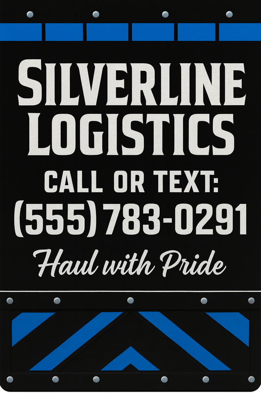Custom Two-Color Semi-Truck, Work Truck, Box Truck Mud Flaps | Create Your Own Mud Flaps | Add Your Own Logo Or Text | Custom Mud Flap Template Designs | Mud Flaps For Compliance & Business Growth