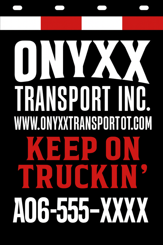 Custom Two-Color Semi-Truck, Work Truck, Box Truck Mud Flaps | Create Your Own Mud Flaps | Add Your Own Logo Or Text | Custom Mud Flap Template Designs | Mud Flaps For Compliance & Business Growth