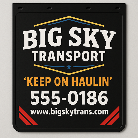 Custom Two-Color Semi-Truck, Work Truck, Box Truck Mud Flaps | Create Your Own Mud Flaps | Add Your Own Logo Or Text | Custom Mud Flap Template Designs | Mud Flaps For Compliance & Business Growth