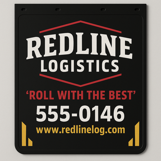 Custom Two-Color Semi-Truck, Work Truck, Box Truck Mud Flaps | Create Your Own Mud Flaps | Add Your Own Logo Or Text | Custom Mud Flap Template Designs | Mud Flaps For Compliance & Business Growth