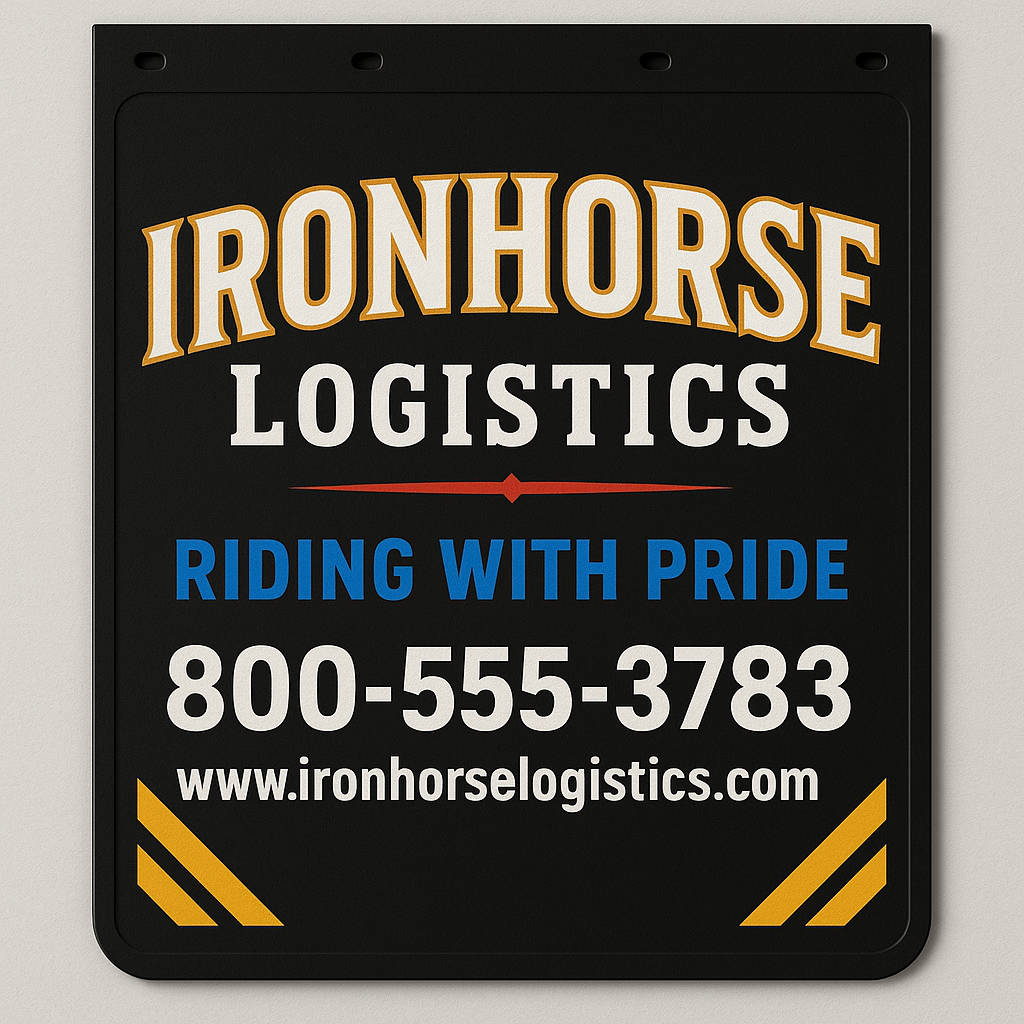 Custom Two-Color Semi-Truck, Work Truck, Box Truck Mud Flaps | Create Your Own Mud Flaps | Add Your Own Logo Or Text | Custom Mud Flap Template Designs | Mud Flaps For Compliance & Business Growth