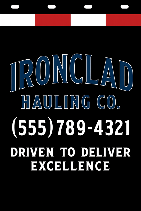 Custom Two-Color Semi-Truck, Work Truck, Box Truck Mud Flaps | Create Your Own Mud Flaps | Add Your Own Logo Or Text | Custom Mud Flap Template Designs | Mud Flaps For Compliance & Business Growth
