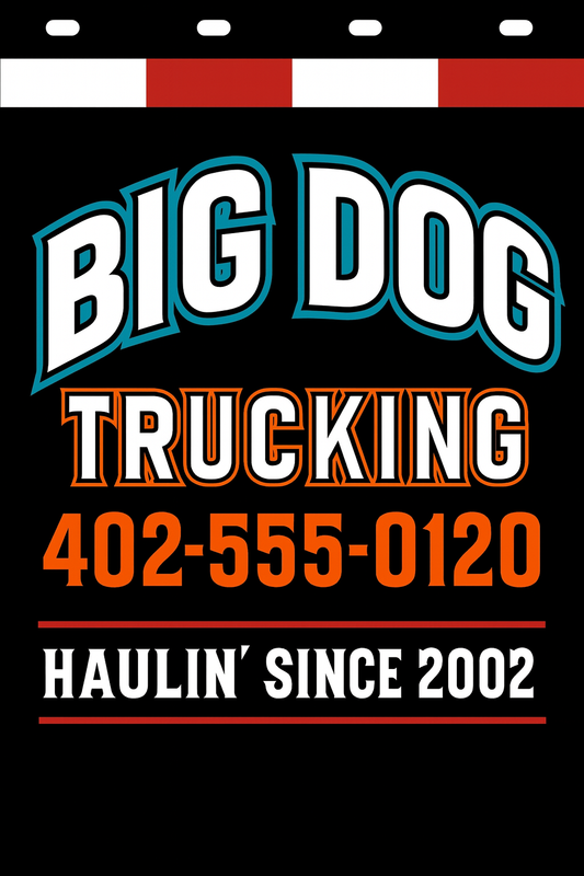 Custom Two-Color Semi-Truck, Work Truck, Box Truck Mud Flaps | Create Your Own Mud Flaps | Add Your Own Logo Or Text | Custom Mud Flap Template Designs | Mud Flaps For Compliance & Business Growth