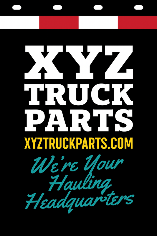 Custom Two-Color Semi-Truck, Work Truck, Box Truck Mud Flaps | Create Your Own Mud Flaps | Add Your Own Logo Or Text | Custom Mud Flap Template Designs | Mud Flaps For Compliance & Business Growth