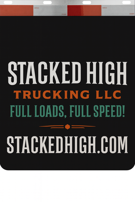 Custom Two-Color Semi-Truck, Work Truck, Box Truck Mud Flaps | Create Your Own Mud Flaps | Add Your Own Logo Or Text | Custom Mud Flap Template Designs | Mud Flaps For Compliance & Business Growth