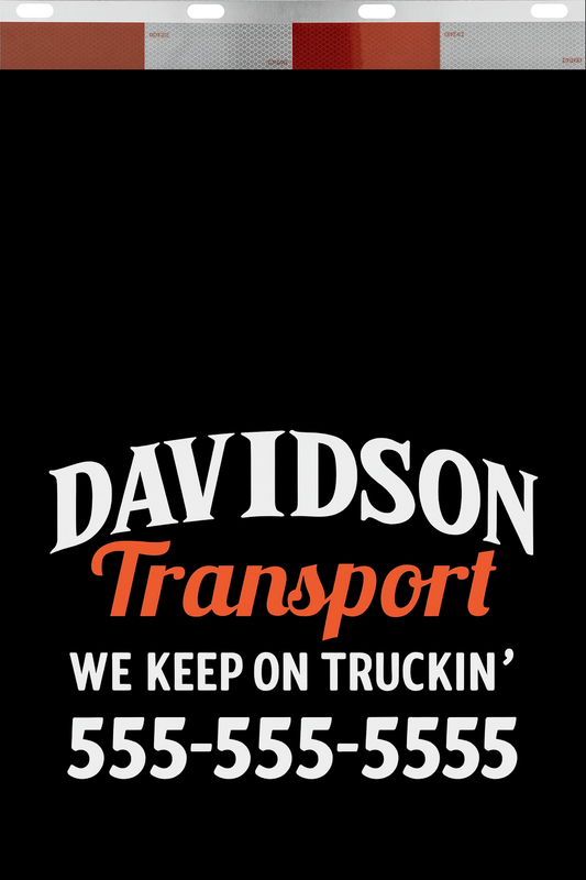 Custom Two-Color Semi-Truck, Work Truck, Box Truck Mud Flaps | Create Your Own Mud Flaps | Add Your Own Logo Or Text | Custom Mud Flap Template Designs | Mud Flaps For Compliance & Business Growth