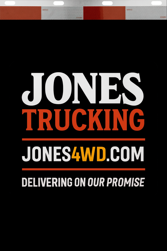 Custom Two-Color Semi-Truck, Work Truck, Box Truck Mud Flaps | Create Your Own Mud Flaps | Add Your Own Logo Or Text | Custom Mud Flap Template Designs | Mud Flaps For Compliance & Business Growth