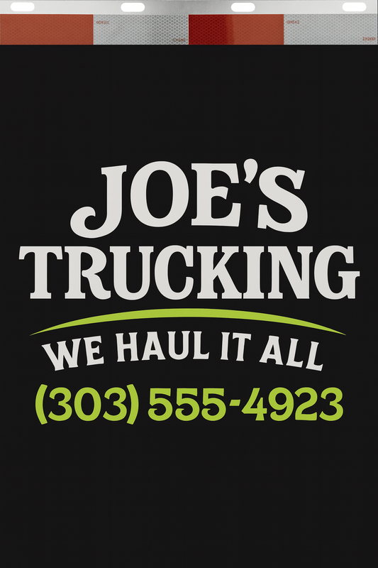 Custom Two-Color Semi-Truck, Work Truck, Box Truck Mud Flaps | Create Your Own Mud Flaps | Add Your Own Logo Or Text | Custom Mud Flap Template Designs | Mud Flaps For Compliance & Business Growth