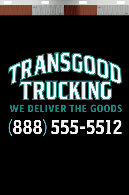 Custom Two-Color Semi-Truck, Work Truck, Box Truck Mud Flaps | Create Your Own Mud Flaps | Add Your Own Logo Or Text | Custom Mud Flap Template Designs | Mud Flaps For Compliance & Business Growth