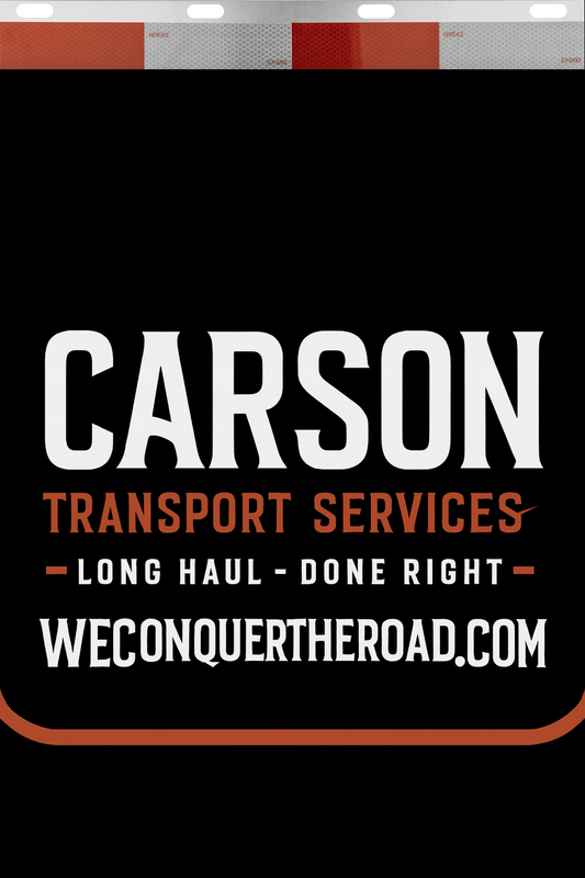 Custom Two-Color Semi-Truck, Work Truck, Box Truck Mud Flaps | Create Your Own Mud Flaps | Add Your Own Logo Or Text | Custom Mud Flap Template Designs | Mud Flaps For Compliance & Business Growth