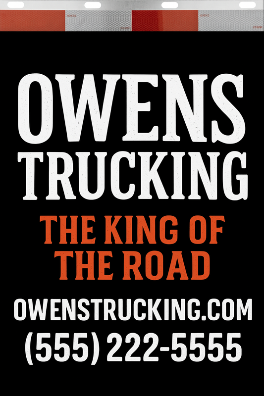 Custom Two-Color Semi-Truck, Work Truck, Box Truck Mud Flaps | Create Your Own Mud Flaps | Add Your Own Logo Or Text | Custom Mud Flap Template Designs | Mud Flaps For Compliance & Business Growth