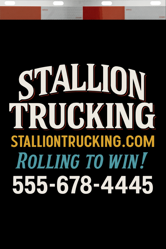 Custom Two-Color Semi-Truck, Work Truck, Box Truck Mud Flaps | Create Your Own Mud Flaps | Add Your Own Logo Or Text | Custom Mud Flap Template Designs | Mud Flaps For Compliance & Business Growth