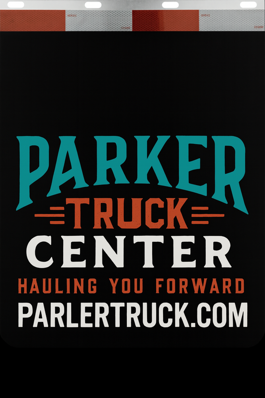 Custom Two-Color Semi-Truck, Work Truck, Box Truck Mud Flaps | Create Your Own Mud Flaps | Add Your Own Logo Or Text | Custom Mud Flap Template Designs | Mud Flaps For Compliance & Business Growth