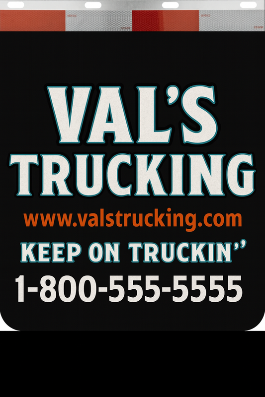 Custom Two-Color Semi-Truck, Work Truck, Box Truck Mud Flaps | Create Your Own Mud Flaps | Add Your Own Logo Or Text | Custom Mud Flap Template Designs | Mud Flaps For Compliance & Business Growth