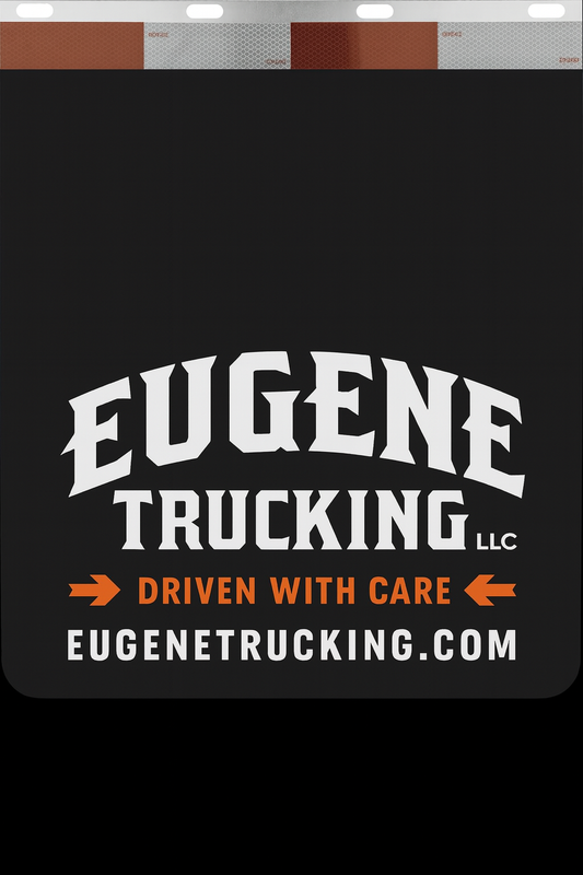 Custom Two-Color Semi-Truck, Work Truck, Box Truck Mud Flaps | Create Your Own Mud Flaps | Add Your Own Logo Or Text | Custom Mud Flap Template Designs | Mud Flaps For Compliance & Business Growth