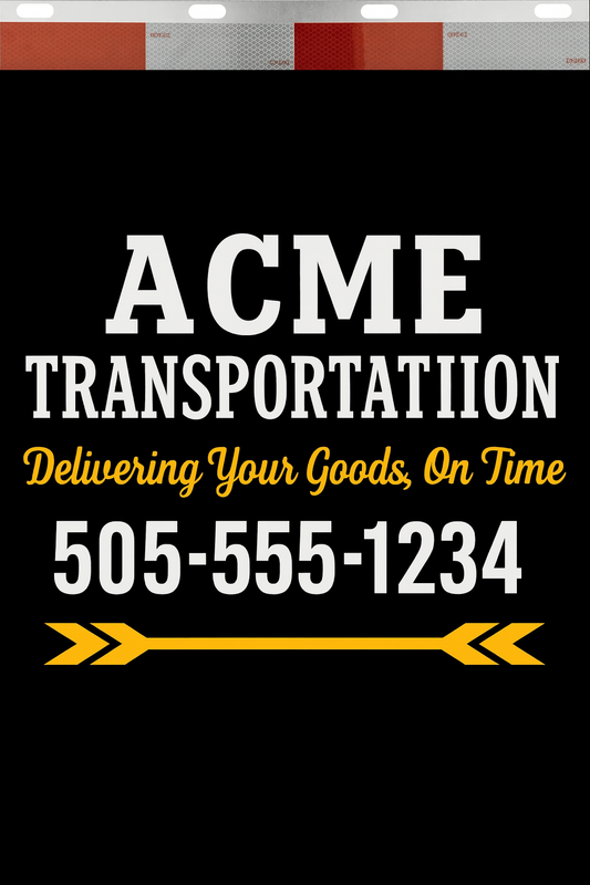 Custom Two-Color Semi-Truck, Work Truck, Box Truck Mud Flaps | Create Your Own Mud Flaps | Add Your Own Logo Or Text | Custom Mud Flap Template Designs | Mud Flaps For Compliance & Business Growth