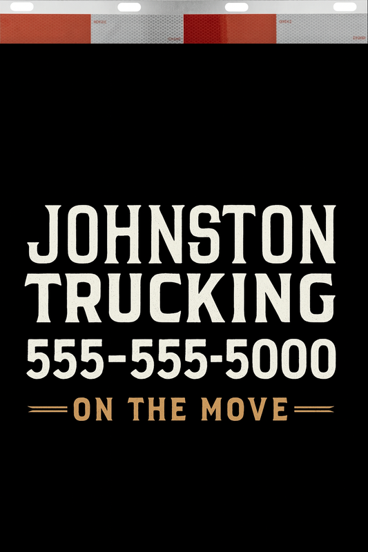 Custom Two-Color Semi-Truck, Work Truck, Box Truck Mud Flaps | Create Your Own Mud Flaps | Add Your Own Logo Or Text | Custom Mud Flap Template Designs | Mud Flaps For Compliance & Business Growth