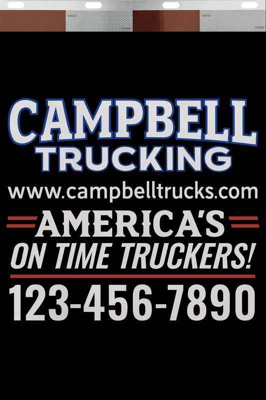 Custom Two-Color Semi-Truck, Work Truck, Box Truck Mud Flaps | Create Your Own Mud Flaps | Add Your Own Logo Or Text | Custom Mud Flap Template Designs | Mud Flaps For Compliance & Business Growth