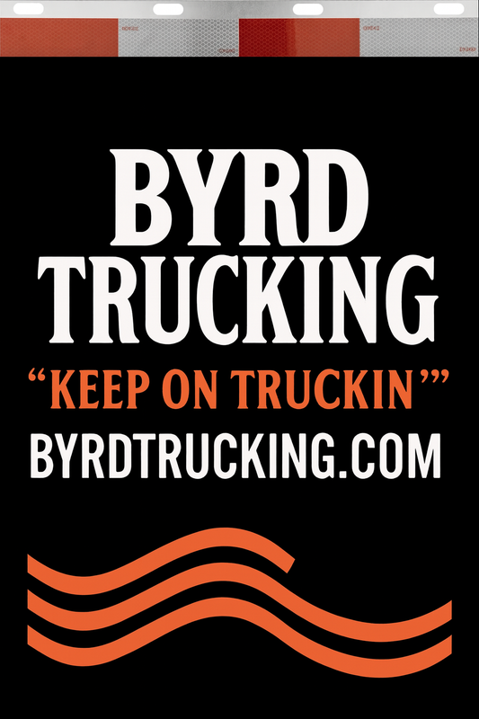 Custom Two-Color Semi-Truck, Work Truck, Box Truck Mud Flaps | Create Your Own Mud Flaps | Add Your Own Logo Or Text | Custom Mud Flap Template Designs | Mud Flaps For Compliance & Business Growth