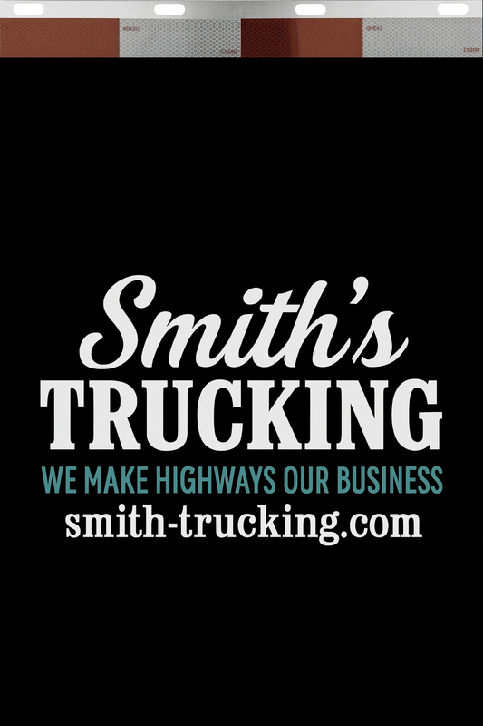 Custom Two-Color Semi-Truck, Work Truck, Box Truck Mud Flaps | Create Your Own Mud Flaps | Add Your Own Logo Or Text | Custom Mud Flap Template Designs | Mud Flaps For Compliance & Business Growth
