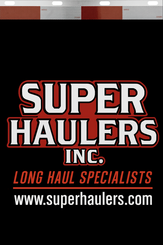 Custom Two-Color Semi-Truck, Work Truck, Box Truck Mud Flaps | Create Your Own Mud Flaps | Add Your Own Logo Or Text | Custom Mud Flap Template Designs | Mud Flaps For Compliance & Business Growth