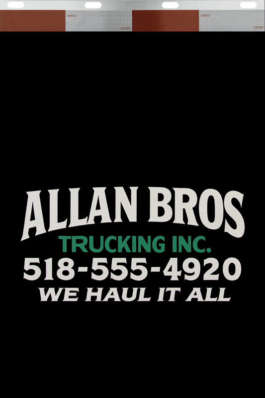 Custom Two-Color Semi-Truck, Work Truck, Box Truck Mud Flaps | Create Your Own Mud Flaps | Add Your Own Logo Or Text | Custom Mud Flap Template Designs | Mud Flaps For Compliance & Business Growth