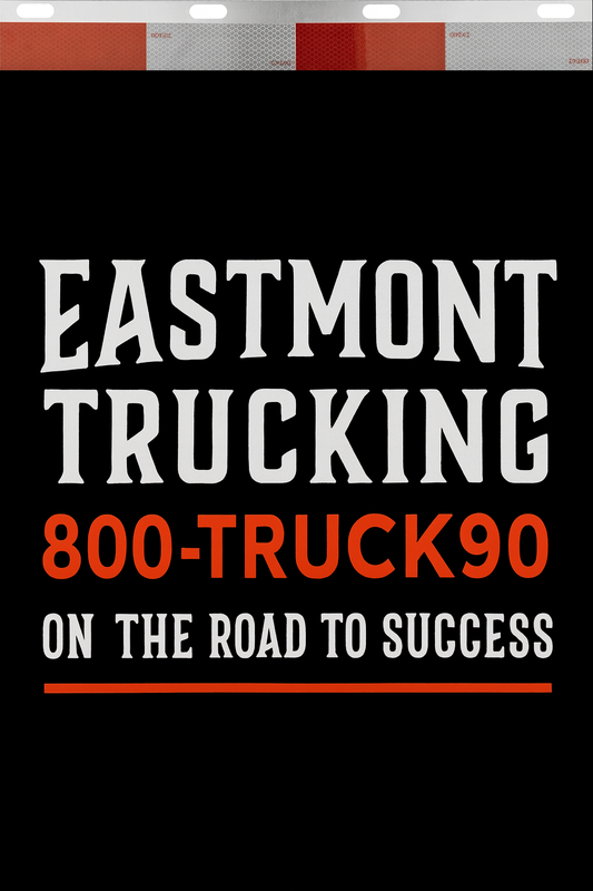 Custom Two-Color Semi-Truck, Work Truck, Box Truck Mud Flaps | Create Your Own Mud Flaps | Add Your Own Logo Or Text | Custom Mud Flap Template Designs | Mud Flaps For Compliance & Business Growth