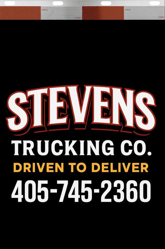 Custom Two-Color Semi-Truck, Work Truck, Box Truck Mud Flaps | Create Your Own Mud Flaps | Add Your Own Logo Or Text | Custom Mud Flap Template Designs | Mud Flaps For Compliance & Business Growth