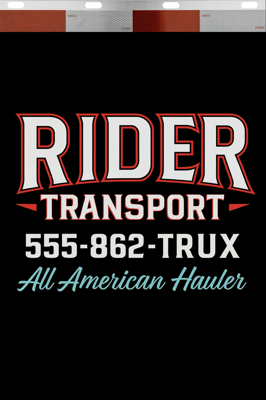 Custom Two-Color Semi-Truck, Work Truck, Box Truck Mud Flaps | Create Your Own Mud Flaps | Add Your Own Logo Or Text | Custom Mud Flap Template Designs | Mud Flaps For Compliance & Business Growth