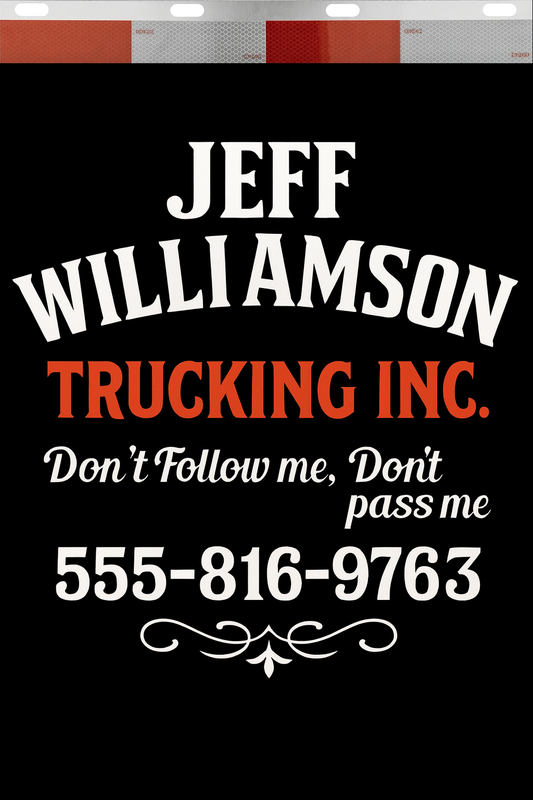 Custom Two-Color Semi-Truck, Work Truck, Box Truck Mud Flaps | Create Your Own Mud Flaps | Add Your Own Logo Or Text | Custom Mud Flap Template Designs | Mud Flaps For Compliance & Business Growth