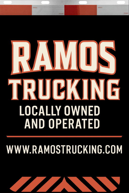 Custom Two-Color Semi-Truck, Work Truck, Box Truck Mud Flaps | Create Your Own Mud Flaps | Add Your Own Logo Or Text | Custom Mud Flap Template Designs | Mud Flaps For Compliance & Business Growth