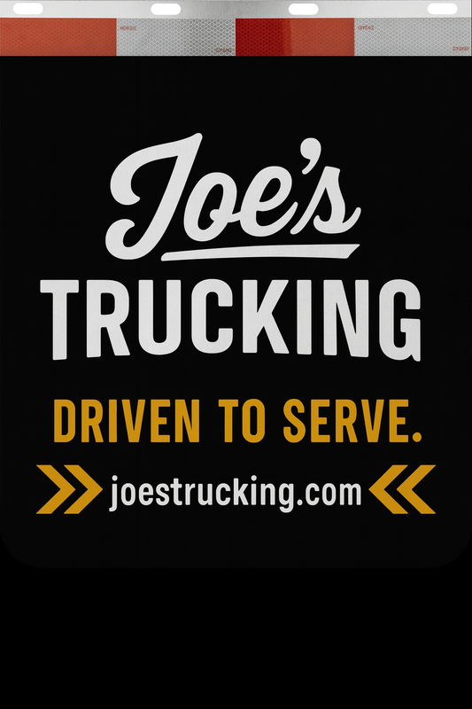 Custom Two-Color Semi-Truck, Work Truck, Box Truck Mud Flaps | Create Your Own Mud Flaps | Add Your Own Logo Or Text | Custom Mud Flap Template Designs | Mud Flaps For Compliance & Business Growth