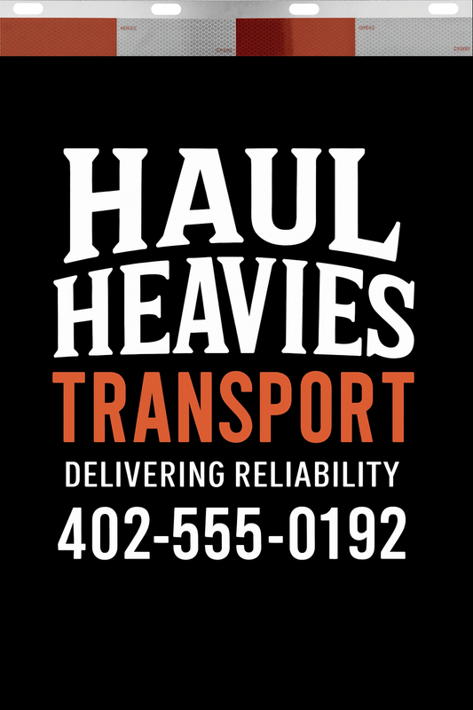 Custom Two-Color Semi-Truck, Work Truck, Box Truck Mud Flaps | Create Your Own Mud Flaps | Add Your Own Logo Or Text | Custom Mud Flap Template Designs | Mud Flaps For Compliance & Business Growth