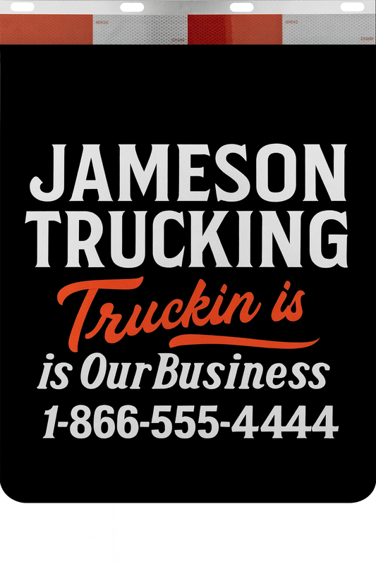 Custom Two-Color Semi-Truck, Work Truck, Box Truck Mud Flaps | Create Your Own Mud Flaps | Add Your Own Logo Or Text | Custom Mud Flap Template Designs | Mud Flaps For Compliance & Business Growth