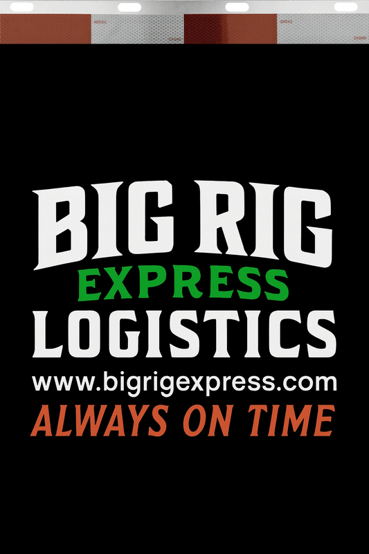 Custom Two-Color Semi-Truck, Work Truck, Box Truck Mud Flaps | Create Your Own Mud Flaps | Add Your Own Logo Or Text | Custom Mud Flap Template Designs | Mud Flaps For Compliance & Business Growth