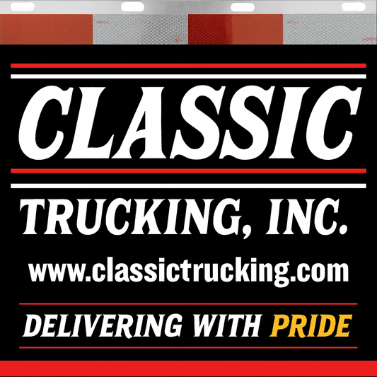Custom Two-Color Semi-Truck, Work Truck, Box Truck Mud Flaps | Create Your Own Mud Flaps | Add Your Own Logo Or Text | Custom Mud Flap Template Designs | Mud Flaps For Compliance & Business Growth