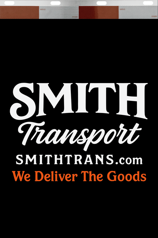 Custom Two-Color Semi-Truck, Work Truck, Box Truck Mud Flaps | Create Your Own Mud Flaps | Add Your Own Logo Or Text | Custom Mud Flap Template Designs | Mud Flaps For Compliance & Business Growth