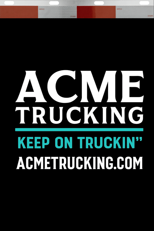 Custom Two-Color Semi-Truck, Work Truck, Box Truck Mud Flaps | Create Your Own Mud Flaps | Add Your Own Logo Or Text | Custom Mud Flap Template Designs | Mud Flaps For Compliance & Business Growth