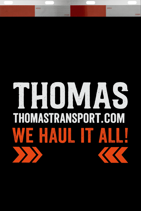 Custom Two-Color Semi-Truck, Work Truck, Box Truck Mud Flaps | Create Your Own Mud Flaps | Add Your Own Logo Or Text | Custom Mud Flap Template Designs | Mud Flaps For Compliance & Business Growth