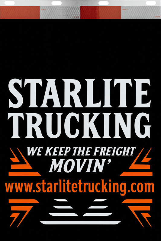 Custom Two-Color Semi-Truck, Work Truck, Box Truck Mud Flaps | Create Your Own Mud Flaps | Add Your Own Logo Or Text | Custom Mud Flap Template Designs | Mud Flaps For Compliance & Business Growth