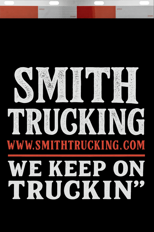 Custom Two-Color Semi-Truck, Work Truck, Box Truck Mud Flaps | Create Your Own Mud Flaps | Add Your Own Logo Or Text | Custom Mud Flap Template Designs | Mud Flaps For Compliance & Business Growth