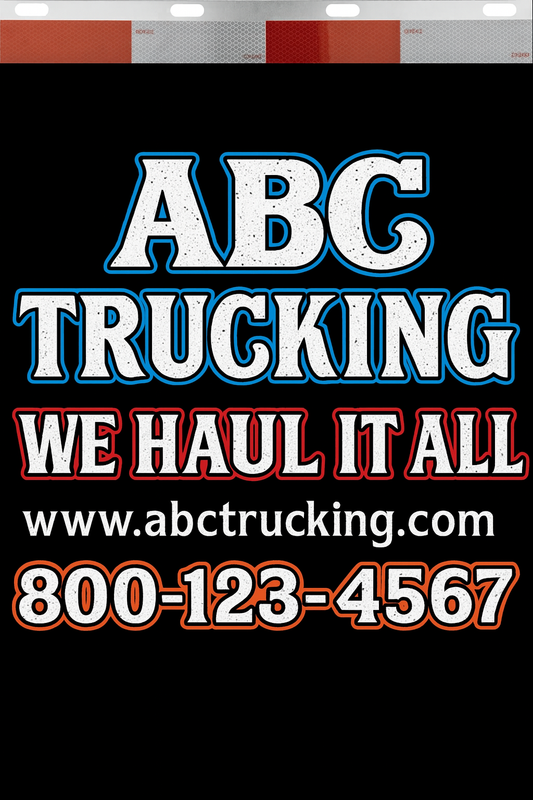 Custom Two-Color Semi-Truck, Work Truck, Box Truck Mud Flaps | Create Your Own Mud Flaps | Add Your Own Logo Or Text | Custom Mud Flap Template Designs | Mud Flaps For Compliance & Business Growth