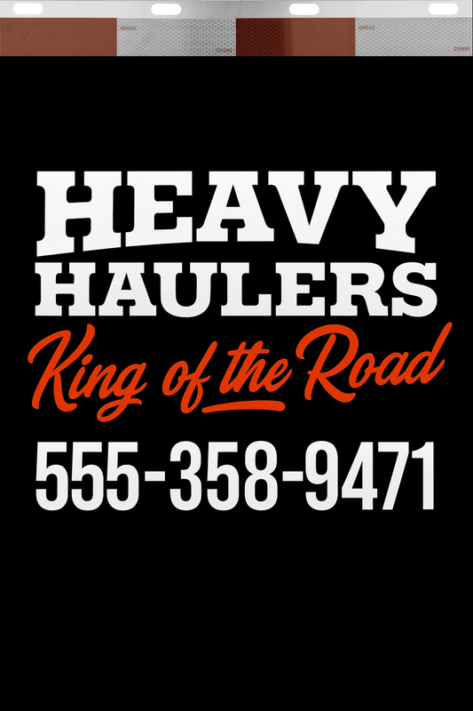 Custom Two-Color Semi-Truck, Work Truck, Box Truck Mud Flaps | Create Your Own Mud Flaps | Add Your Own Logo Or Text | Custom Mud Flap Template Designs | Mud Flaps For Compliance & Business Growth