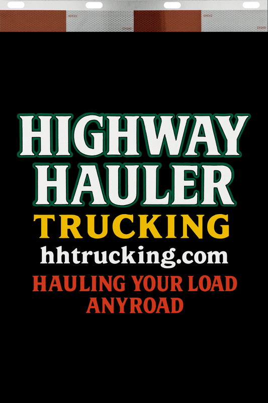 Custom Two-Color Semi-Truck, Work Truck, Box Truck Mud Flaps | Create Your Own Mud Flaps | Add Your Own Logo Or Text | Custom Mud Flap Template Designs | Mud Flaps For Compliance & Business Growth